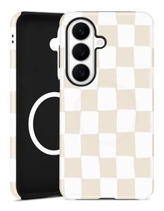 lot 20108 image: Aitipy Compatible with MagSafe Checkered Phone Case for Samsung Galaxy S25 Ultra, Cute Aesthetic Checkerboard Magnetic Soft TPU and Hard PC Protective Phone Cover for Women Girls - Beige Checkered
