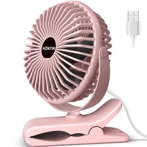 lot 20117 image: HONYIN 720° Rotation Small Desk & Clip on Fan with Sturdy Clamp, 3 Speeds, Quiet Little Personal Cooling Fan by USB Plug In, for Bedroom Office Desktop Treadmill