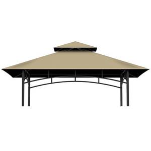 lot 20121 image: Grill Gazebo Replacement Top, 5  8 Outdoor BBQ Gazebo Top Cover, Double Layer BBQ Gazebo Top Canopy for Model #L-GG001PST-F(Khaki)