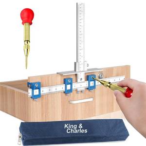 lot 20123 image: King&Charles Cabinet Hardware Jig, Metal Cabinet Handle Jig with Automatic Center Punch, Perfect Set - Avoid Jitter Caused by Direct Drilling, Use for Handles and Pulls on DrawersDoors.
