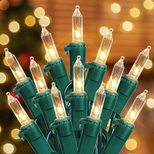 lot 20133 image: Hopolon 2 Pack 13ft 50-Count Clear Green Wire Christmas Light Set,Incandescent Mini Christmas Lights, Connectable 120V Clear Tree Lights for Wedding, Bedroom, Classroom, Porch Decor(2pcs Warm White)