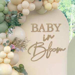 lot 20154 image: MASTRON Baby in Bloom Sign, 16x24 Felt Letter Baby Shower Sign Baby in Bloom Party Decor Backdrop for Boy or Girl Baby Shower Gender Reveal 1st Birthday - Gillter Gold