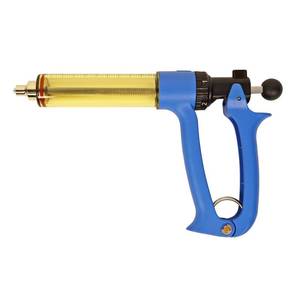 lot 20162 image: 50ML Semi Automatic Livestock Syringe, 5 Gears Dose Accurate Adjustment Cattle Vaccine Gun, Continuous Repeating Luer Lock Veterinary Syringe for Cow Goat Hog Sheep