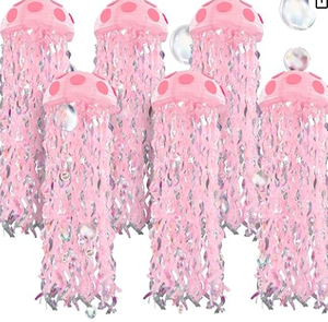 lot 4423 image: VioraWhite 37 Pcs Cartoon Sponge Party Decorations 6 Pcs 9.8 Hanging Jellyfish Paper Lanterns with Bubble Garlands Flower Crepe Paper Under The Sea Party Decorations for Mermaid Ocean Birthday Decor