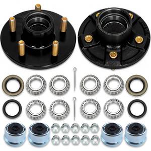 lot 1833 image: 2 Sets 2000lb Trailer Axle Trailer Hub Kit 5 Bolt 4.5,Trailer Hub 5 Lug fit 1 and 1-116 Trailer Straight Spindle,5�4.5 Trailer hubs,Boat Trailer Hubs 5 Lug(Only Fit Straight Spindle)