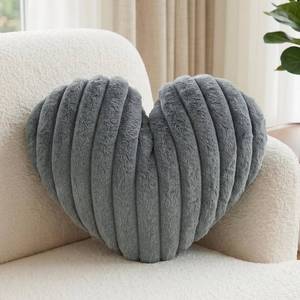 lot 1858 image: 16 Inch Grey Heart Pillow Cute Soft Valentines Decorative Throw Pillows, Heart Shaped Fluffy Faux Fur Pillows Cushions for Couch Chair Bed Bedroom Room Home Decor Aesthetic (1, Gray, Medium-16x13)