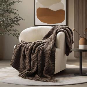 lot 1870 image: EVERGRACEHOME Chunky Chenille Knit Throw Blanket for Couch, Soft Luxurious Moss Stitch Blankets for Bed, Cozy Decorative Farmhouse Knitted Throws for Sofa, Cocoa Brown, 60 x 80