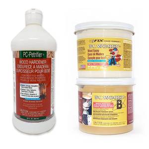 lot 1875 image: PC-Products Wood Repair Epoxy Paste and Wood Hardener Kit, PC-Woody 24 oz and PC-Petrifier 32 oz