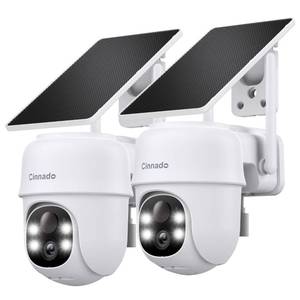 lot 1891 image: 2K Cameras for Home Security-2.4G WiFi Outdoor Camera Wireless SolarBattery Powered with solar panel, 360° Viewing, AI Human Detection, Color Night Vision, with SD Storage, Works with Alexa(2 Pack)