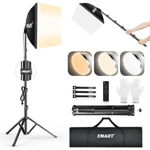 lot 1893 image: EMART Softbox Lighting Kit, 16X16 Soft Box, 3000K-6000K 85W LED Bulbs with Remote, 65 Tripod, Professional Softbox Photography Lighting Kit for Studio Lights, Portrait, Video Recording(1PACK)