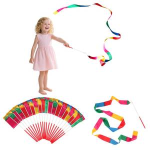 lot 2030 image: soi-meme 20 Pack Ribbon Dancing Wands Party Favors for Kids, Rainbow Birthday Decorations, Princess Party Supplies, Girls Party Games, Gymnastics Goody Bag Stuffers