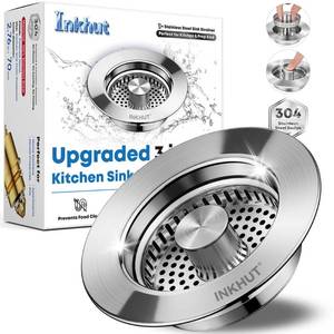 lot 2037 image: Upgraded 3 in 1 Kitchen Sink Drain Strainer - Stainless Steel Sink Stopper, Anti-Clogging Sink Food Catcher Basket, Fast Drainage Odor Filter Sink Plug for US Standard 3 12 inch Drain (Silver-1Pack)
