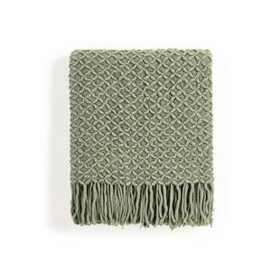 lot 2044 image: CREVENT Farmhouse Boho Knitted Throw Blanket for Couch Sofa Chair Bed Home Decoration, Soft Warm Cozy Light Weight for Spring Summer Fall (50X60 Sage Green)