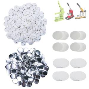 lot 2065 image: Happizza 500 Sets 32mm(1.25 inch) Blank Pin Back Buttons Parts for Button Maker Machine 32mm, Round Badge Making Supplies, Includes Metal Cover, Plastic Button Back Cover, Clear Film&Blank Paper