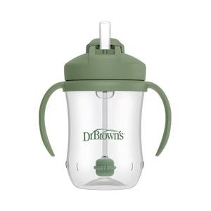 lot 2100 image: Dr. Browns Milestones Babys First Straw Cup, Training Cup with Weighted Straw, 9 oz270 mL, BPA-free, 6m, Olive Green, 1-Pack