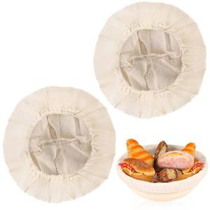 lot 2119 image: 2 Pcs Round Bread Proofing Basket Cloth Liner - 9 Inch Natural Rattan Banneton Basket Cover for Sourdough Dough