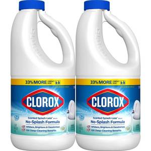 lot 2120 image: Clorox Splash-Less Bleach, Concentrated Formula, Clean Linen, 40 Ounce Bottle - Pack of 2 (Package May Vary)