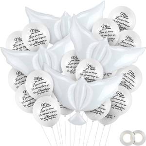 lot 2128 image: Skylety 36 Pcs Memorial Balloons with 4 Peace Dove Balloons to Release in Sky Remembrance Helium Decorations for Funerals, Heavenly Birthday, Anniversaries, and Memorial Services(White)