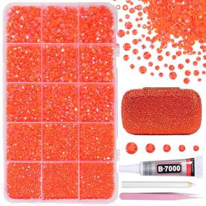 lot 2134 image: 12000Pcs Orange Rhinestones for Bedazzling Kit, 23456mm Mix Sizes Jelly Bedazzling Resin Gems, Orange Gems Bedazzling, Flatback Resin Rhinestones for DIY Face Makeup Crafts Tumblers