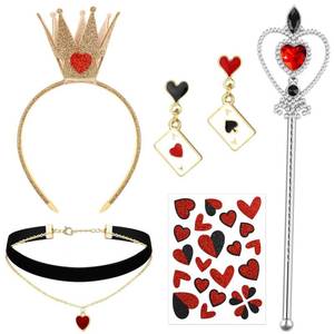 lot 2136 image: GANSHAYA 4 Pcs Halloween Queen Costume Accessories Include Crown Headband,Wand,Necklace and Earrings for Women Halloween Character Cosplay