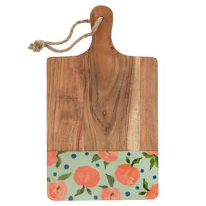 lot 2140 image: Boston International Mango Wood Charcuterie Board Serving Tray, 15.75 x 8.75, Fresh Cut Peaches