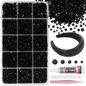 lot 2142 image: 12000Pcs Black Color Rhinestones for Bedazzling, 23456mm Mix Sizes Jelly Bedazzling Resin Gems, Black Gems Bedazzling, Flatback Resin Rhinestones for DIY Face Makeup Crafts Tumblers