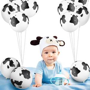 lot 2156 image: Gejoy 24 Cow Balloons Latex Funny Cowprint Balloons for Cow Black and White Birthday Party Supplies Decorations