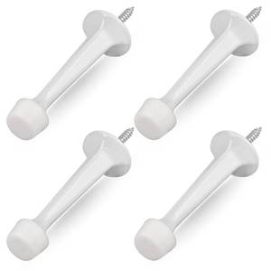 lot 2187 image: HOMOTEK 4 Pack Heavy Duty Solid Rigid Door Stop with Soft Rubber Tip, Zinc Die Cast Door Stopper Protect Wall & Door, White