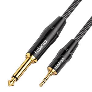 lot 2195 image: Tisino 14 to 18 Stereo Cable, 3.5mm TRS to 14 inch TS Mono Interconnect Cable - Mono to Stereo Adapter - 6 Feet