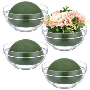 lot 3496 image: Acellegic 4 Pcs Floral Foam Half Ball with Clear Plastic Bowls, Round Green Floral Dry Foam 5.5 x 2.75 Inches for Artificial Flower Arrangement, DIY Crafts, Wedding, Home Decor