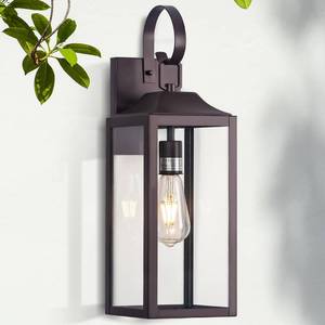 lot 3498 image: Yolsunes Large Bronze Outdoor Wall Lantern 19, Outside Farmhouse Wall Sconce Light Fixture Oil-Rubbed Bronze, Industrial Wall Mount Light Waterproof, Modern Porch Lighting Exterior Lamp for House