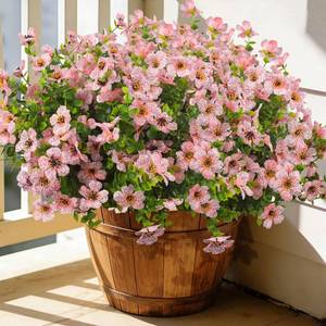 lot 3500 image: Grunyia 20 Bundles Artificial Flowers for Outdoors, UV Resistant Fake Plants Flowers Greenery Shrubs Plants for Decoration Outside Plants Hanging Planter Home Garden Decor (Pink)