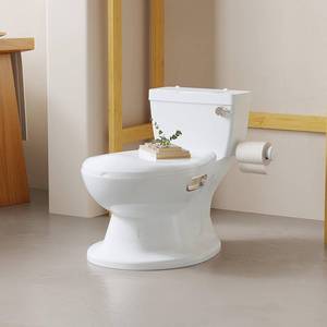 lot 3518 image: Garvee Toddler Potty Training Toilet, Potty Chair, Detachable Training Seat for Boys & Girls, Flushing Sound, Wipes Storage and Toilet Paper Holder