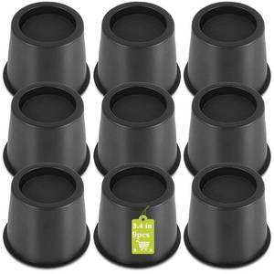 lot 3538 image: Yookwutar 9 Pack Furniture Risers 4 Inch, Bed Risers Heavy Duty for Table Desk Couch Chair Sofa Cabinet Bed Frame Dorm, Round Table Leg Risers Lift Height 3.4, Black