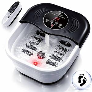 lot 3541 image: Collapsible Heated Foot Spa with Bubble and Red Light Temperature Control Foot Bath Massager and Soaking Tub Featuring 8 Shiatsu Massage Rollers Pumice Stone and Built-in Timer Ideal Gift for Wife,Mom