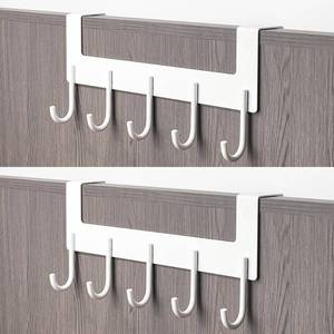 lot 3555 image: UDENIS Over The Door Coat Rack,Over The Door Towel Hanger Drying Rack,Heavy Duty Aluminum Over The Door Towel Rack Hooks for Hanging Coat, Bag, Robe - 5 Hooks White Color 2 Pack