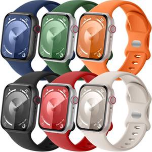 lot 4055 image: Lenrao Compatible with Apple Watch SE Bands, Breathable Silicone Wristband Compatible with Apple Watch Bands 44mm 45mm 46mm 42mm 49mm for Menfor iWatch band Series 1110987654321 SE Ultra