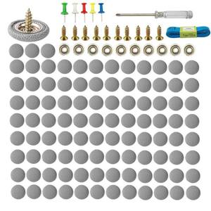 lot 4058 image: 100 Kits Grey Grid Car Roof Headliner Repair Kit, 352Pcs Auto Roof Snap Rivets Retainer for Interior Ceiling Cloth Fixing Sagging Roofs Buckle with Installation Tool DIY Repairs