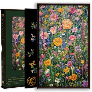 lot 4059 image: CLASSYMOKU Gecko Power Puzzle with Frame for Adults, 150 Piece Premium Wooden Jigsaw Puzzles, Cool Creative Gift, Puzzle Frame Included (Wild Bloom)