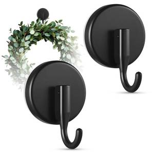 lot 4069 image: OUTXE Suction Cup Wreath Hanger, Upgraded Reef Hook for Front DoorGlass WindowOver Door, ChristmasThanksgivingHalloweenJuly 4thEasterValentineSpringSummerFall (Black, 2-Pack)