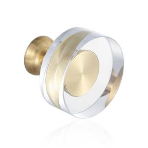 lot 4074 image: Guank 12-Pack 1-14-Inch White Cabinet Glass Crystal Brass knobs Brass Drawer Round Knobs Dresser Pulls, Gold Hardware Kitchen Closet knobs for Bifold Doors