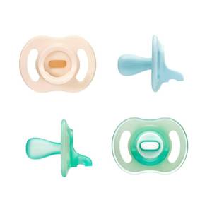 lot 4108 image: Tommee Tippee Stay Put Pacifier Set, Contains 2 Ultra-Light StayPut Glow in The Dark Pacifiers and 2 Ultra-Light StayPut Pacifiers, 0-6 Months, Colors May Vary, One-Piece Silicone Design, Pack of 4