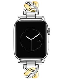lot 4115 image: JR.DM Silver Gold Watch Bands for Women Compatible with Apple Watch 38mm 40mm 41mm 42mm(S1011) Adjustable Metal Cowboy Single Chain Bracelet for iWatch Series 1110987654 SE 321(No Case)
