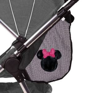 lot 4133 image: J.L. Childress Disney Baby Side Sling Stroller Cargo Net - Stroller Organizer Attachment for Storage, Mesh Bag for Baby Accessories, Universal Fit - Minnie Mouse