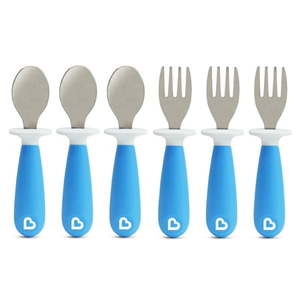 lot 4135 image: Munchkin Raise Toddler Forks and Spoons  12 months  Blue 6 Pack