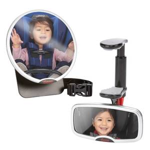 lot 4148 image: Diono Baby Car Mirror 2 Pack, Includes Safety Car Seat Mirror for Rear Facing Infant & See Me Too Rear View Baby Mirror Both Fully Adjustable with Wide Crystal Clear View, Shatterproof, Crash Tested