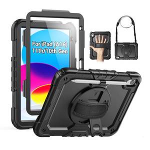 lot 4165 image: SEYMAC Case for iPad (A16) 11th10th Generation 20252022 (11��10.9��), Sturdy Heavy Duty Full-Body Shockproof Protective Case with Screen Protector, Rotating Stand, HandShoulder Strap, Black