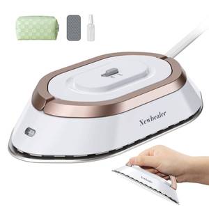 lot 4167 image: Newbealer Travel Iron with Global Voltage, 100-240V Mini Dry Iron for Clothes (No Steam), Max 300W, 60s Heat Up, 302�� Non-Stick Ceramic Soleplate, 0.8lbs Ultra-Lightweight (Gold)