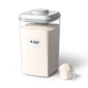 lot 5553 image: Ankou Airtight Pop Food Storage Container with Lid & 130ml Scoop, 4L4.2qt BPA-Free Cereal, Rice, Flour, Pasta & Snack Container, Stackable & Durable,Kitchen Pantry Organizer