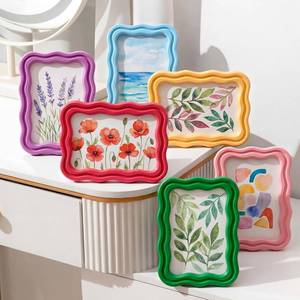lot 5562 image: Vicenpal Scalloped Picture Frame with Real Glass, Vintage Curved Funky Decorative Picture Frame Wavy Edge, for Desktop Wall Display Home Decor Gift Aesthetic Art(4 x 6 Inch,Rainbow Colors,6 Pack)